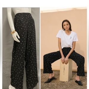 Women's TAVIK Cora PANTS Wide Leg Dot Black beige New Small Medium Casual Dressy